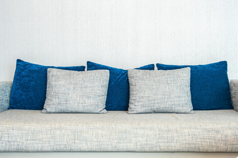 Blue and white throw pillows